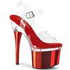 Pleaser - ESTEEM708 Sandale à bride à la cheville, Pole dance chaussures - Rouge/Transparent Product image